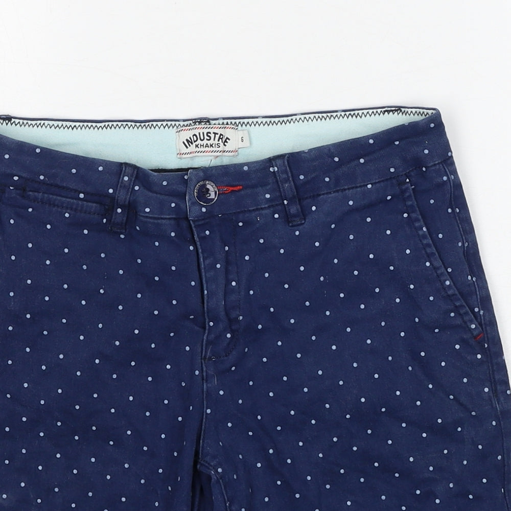 Industrie Khakis Womens Blue Polka Dot Cotton Chino Shorts Size 6 Regular Zip