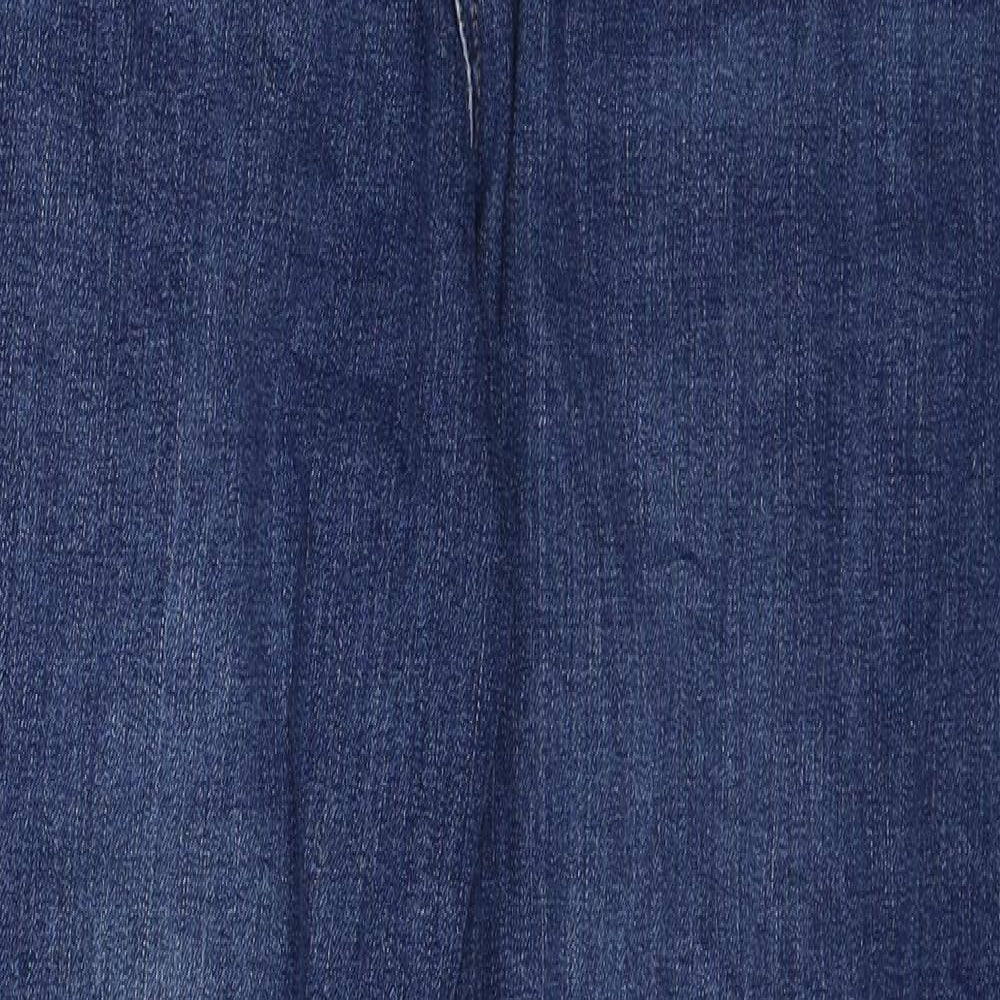 Marks and Spencer Womens Blue Cotton Straight Jeans Size 16 Regular Zip