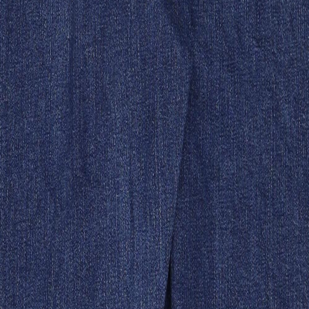 Marks and Spencer Womens Blue Cotton Straight Jeans Size 16 Regular Zip