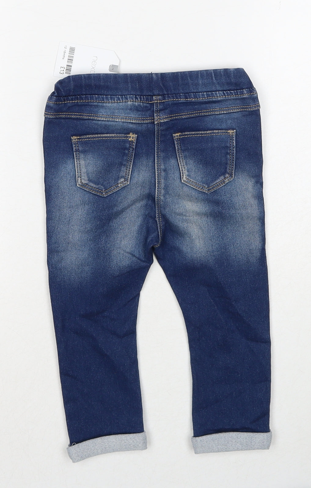 NEXT Girls Blue Cotton Jogger Jeans Size 12-18 Months Drawstring