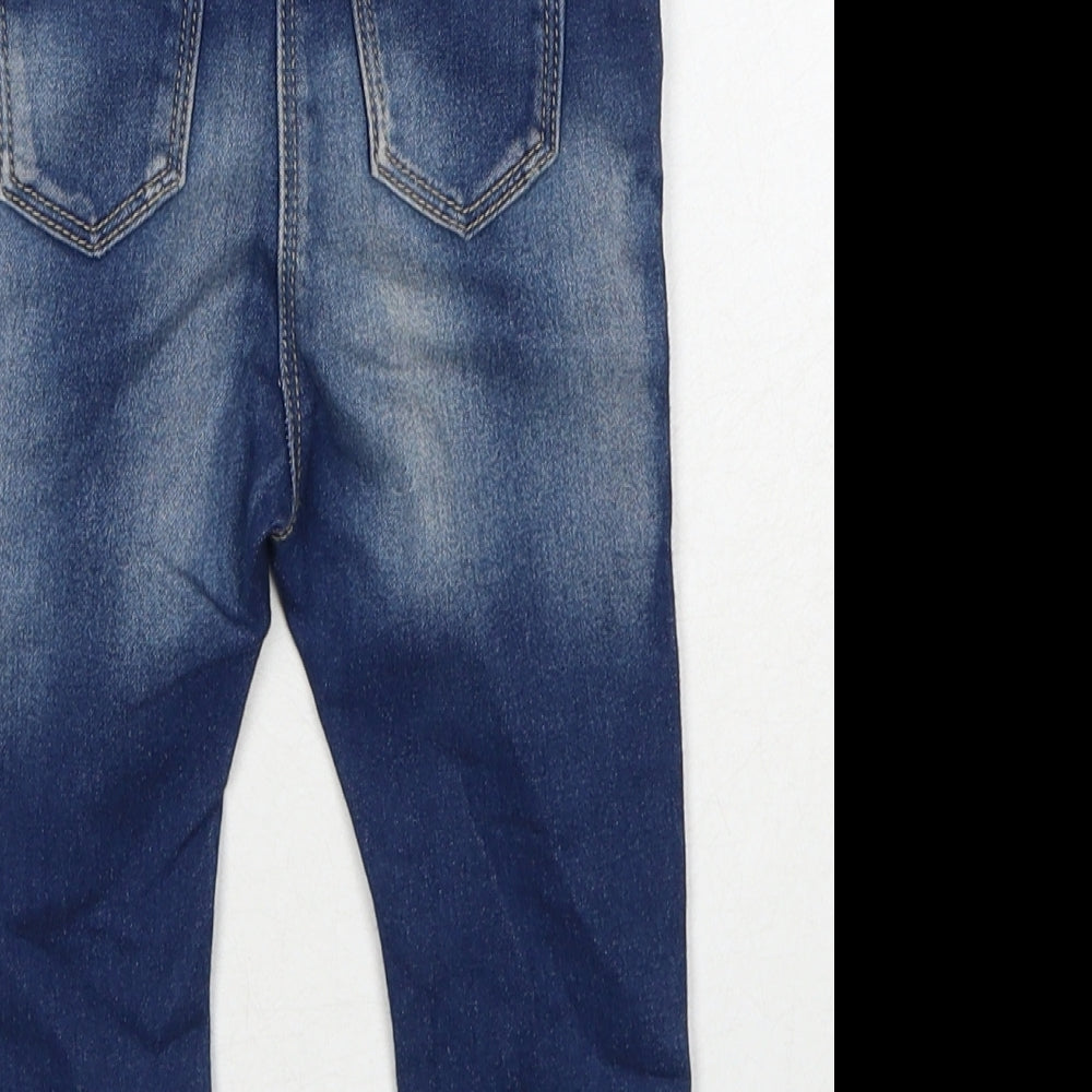 NEXT Girls Blue Cotton Jogger Jeans Size 12-18 Months Drawstring
