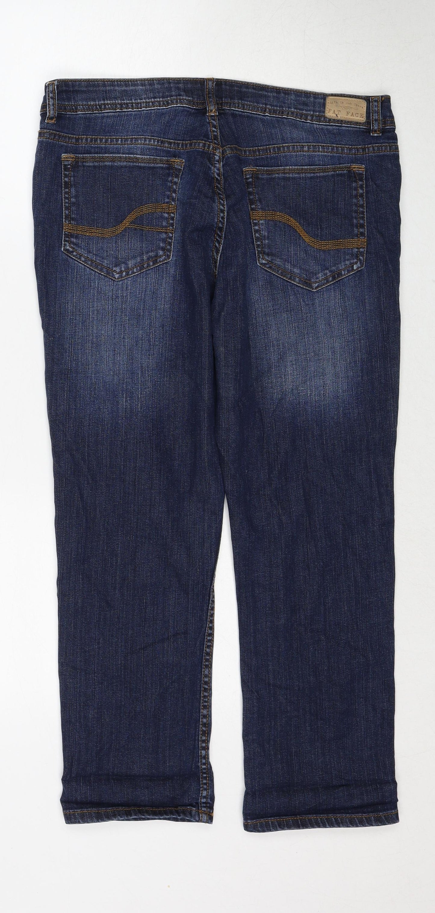 Fat Face Womens Blue Cotton Straight Jeans Size 14 Regular Zip