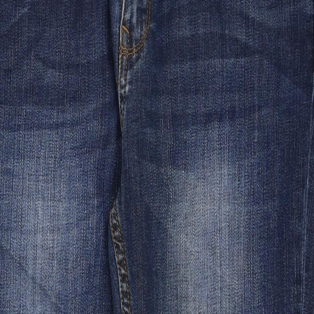 Fat Face Womens Blue Cotton Straight Jeans Size 14 Regular Zip