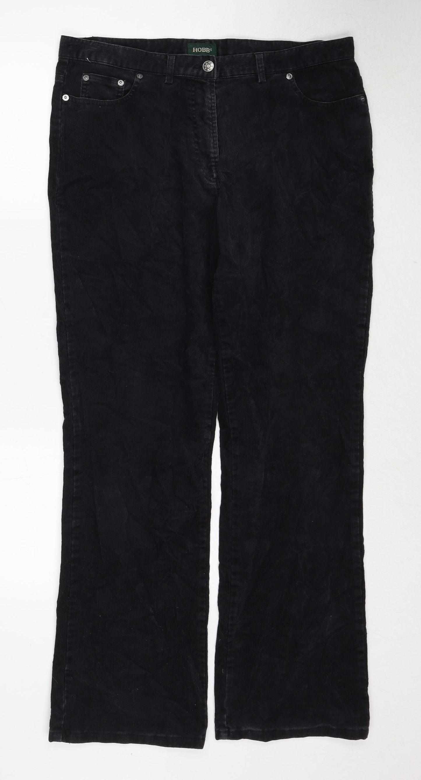 Hobbs Womens Black Cotton Trousers Size 16 Regular Zip
