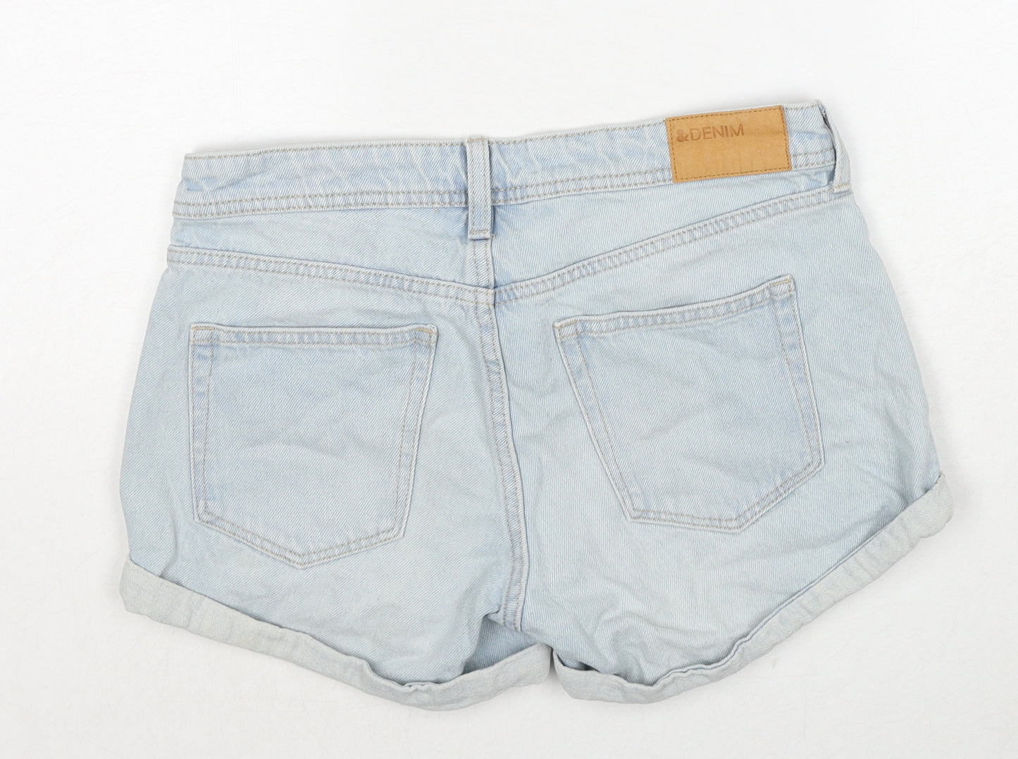 H&M Womens Blue Cotton Hot Pants Shorts Size 8 Regular Zip