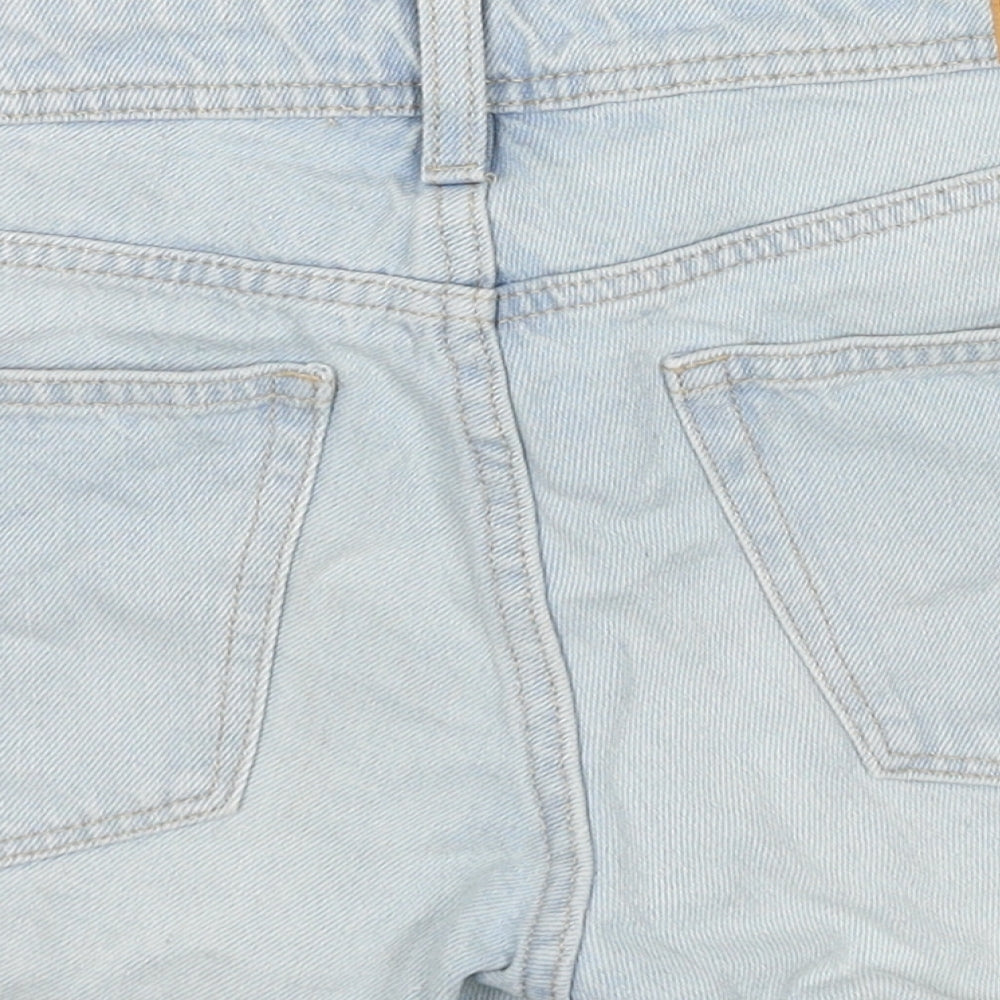 H&M Womens Blue Cotton Hot Pants Shorts Size 8 Regular Zip