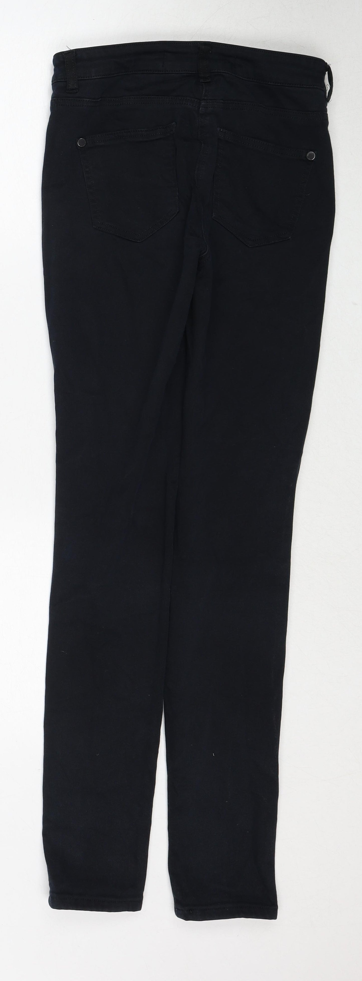 NEXT Womens Black Cotton Skinny Jeans Size 8 Regular Zip