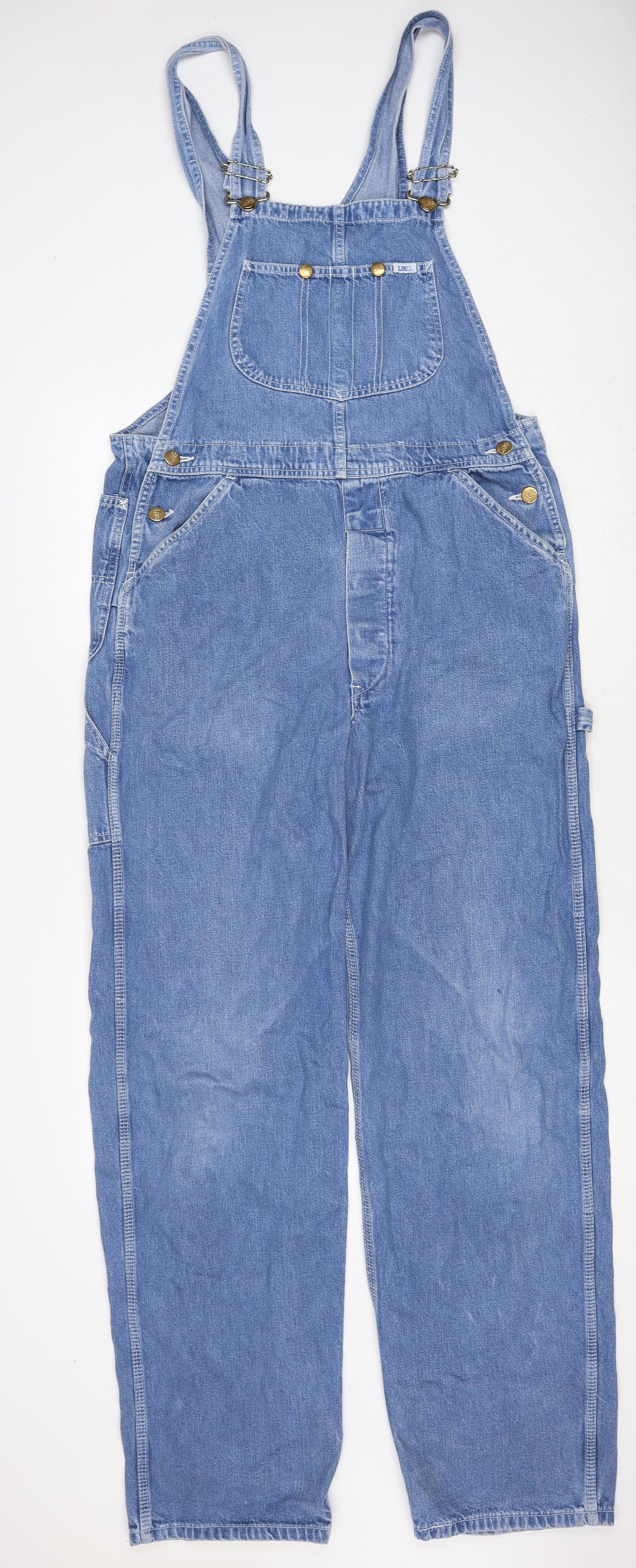 Lee Womens Blue Cotton Dungaree One-Piece Size L L34 in Button