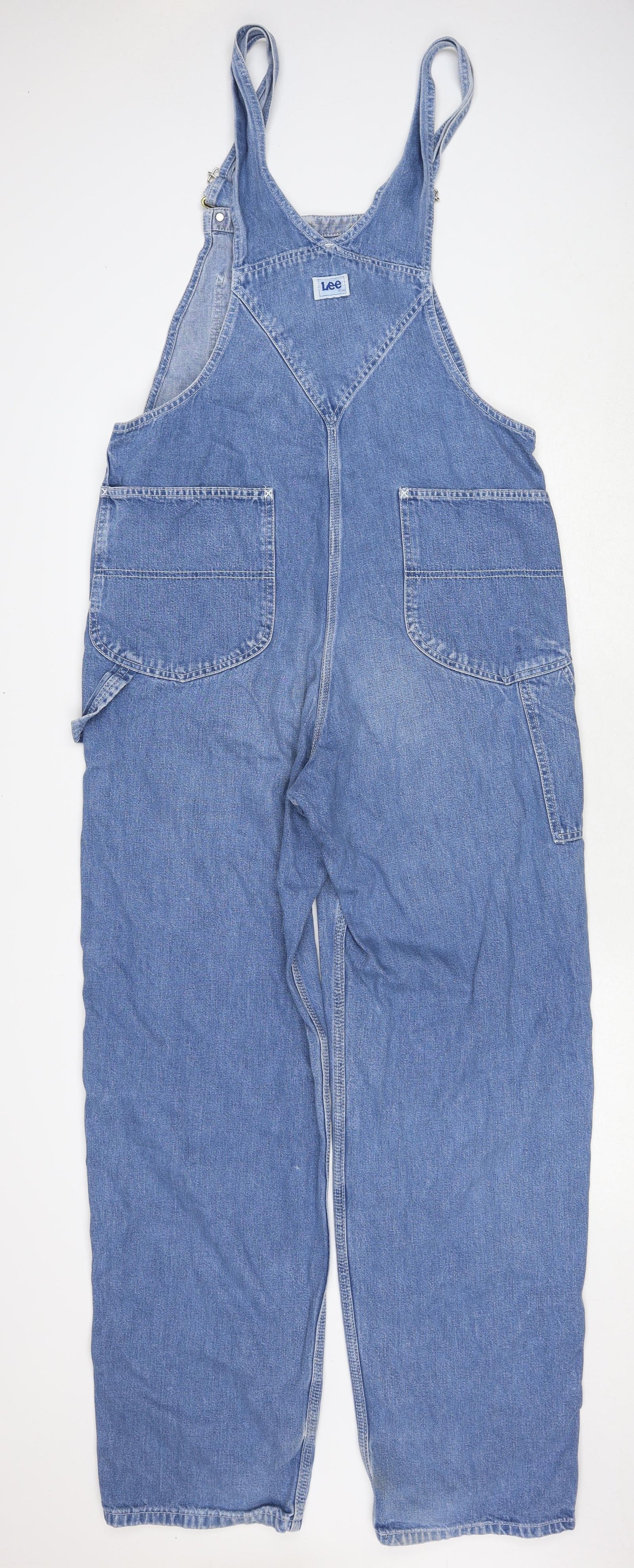 Lee Womens Blue Cotton Dungaree One-Piece Size L L34 in Button