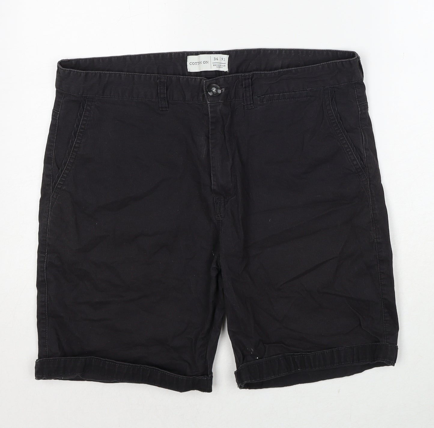 Brunswick Mens Black Cotton Chino Shorts Size 36 in Regular Zip