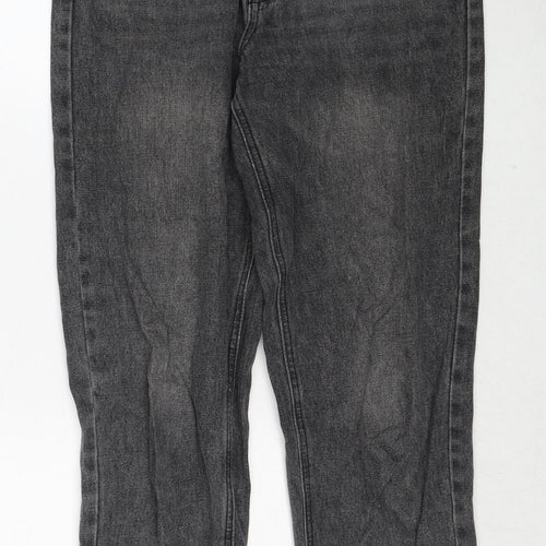 Missguided Womens Black Cotton Straight Jeans Size 10 Regular Zip