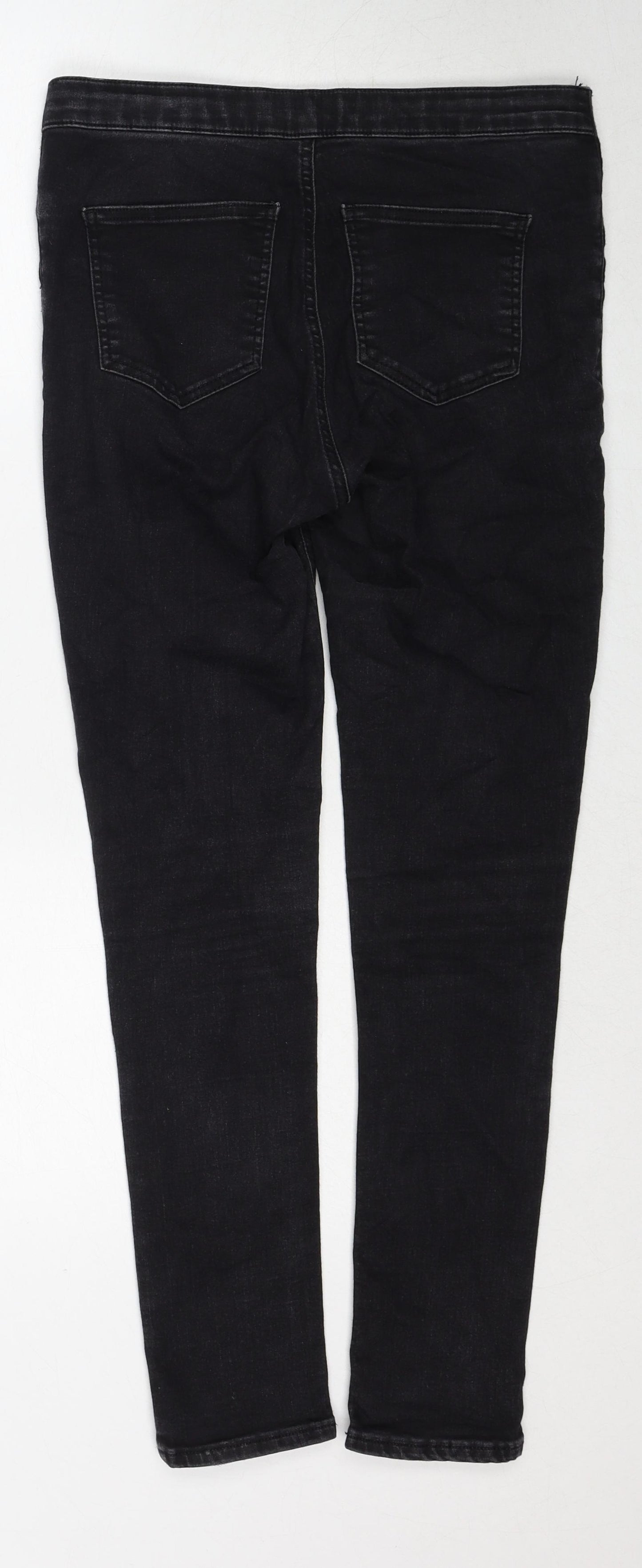 Topshop Womens Black Cotton Jegging Jeans Size 12 L32 in Regular