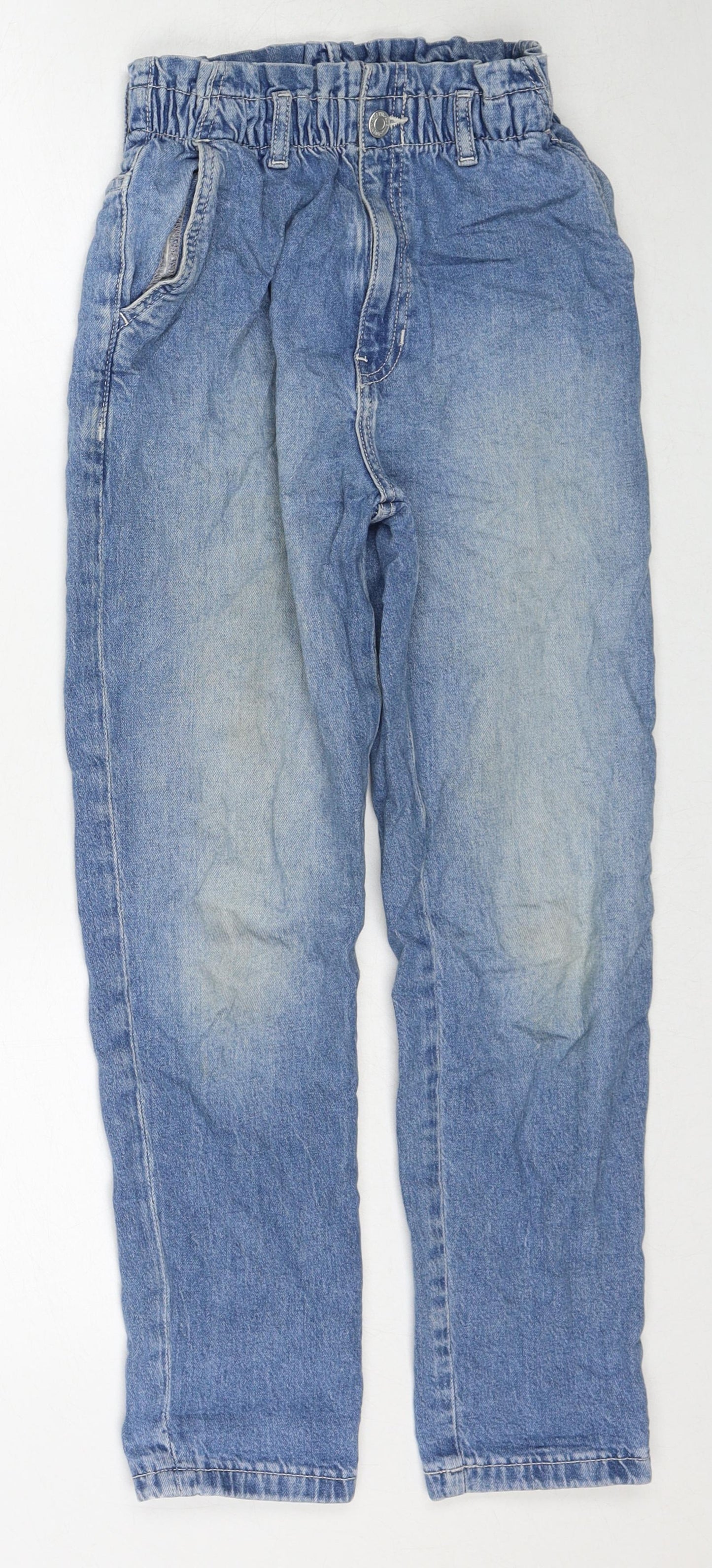 H&M Girls Blue Cotton Straight Jeans Size 11-12 Years Regular Zip