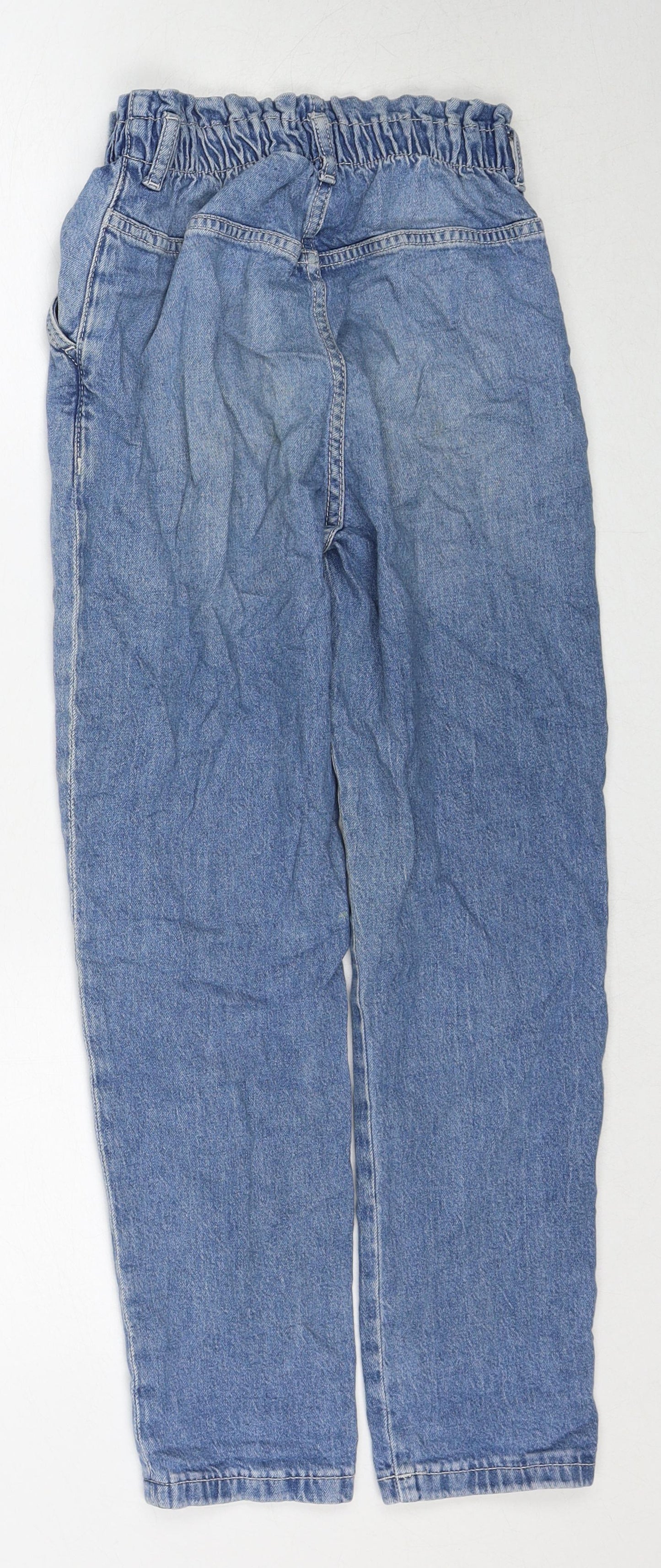 H&M Girls Blue Cotton Straight Jeans Size 11-12 Years Regular Zip