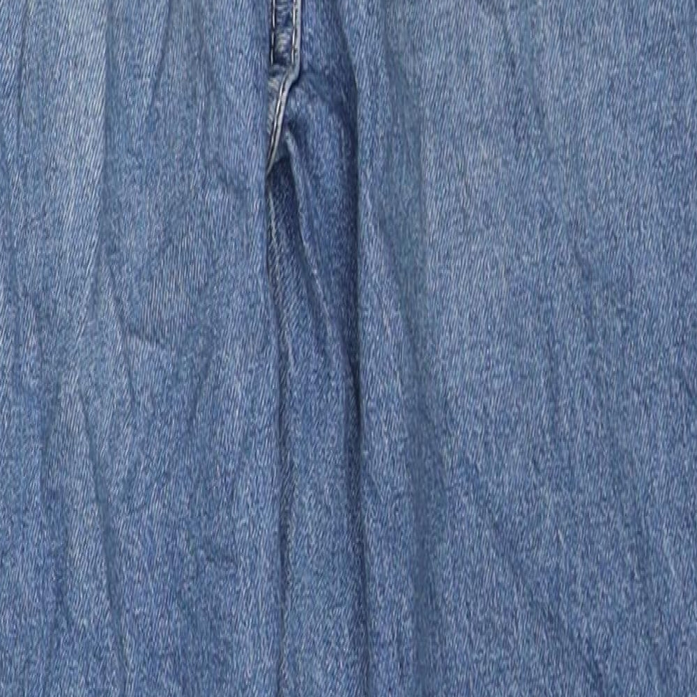 H&M Girls Blue Cotton Straight Jeans Size 11-12 Years Regular Zip
