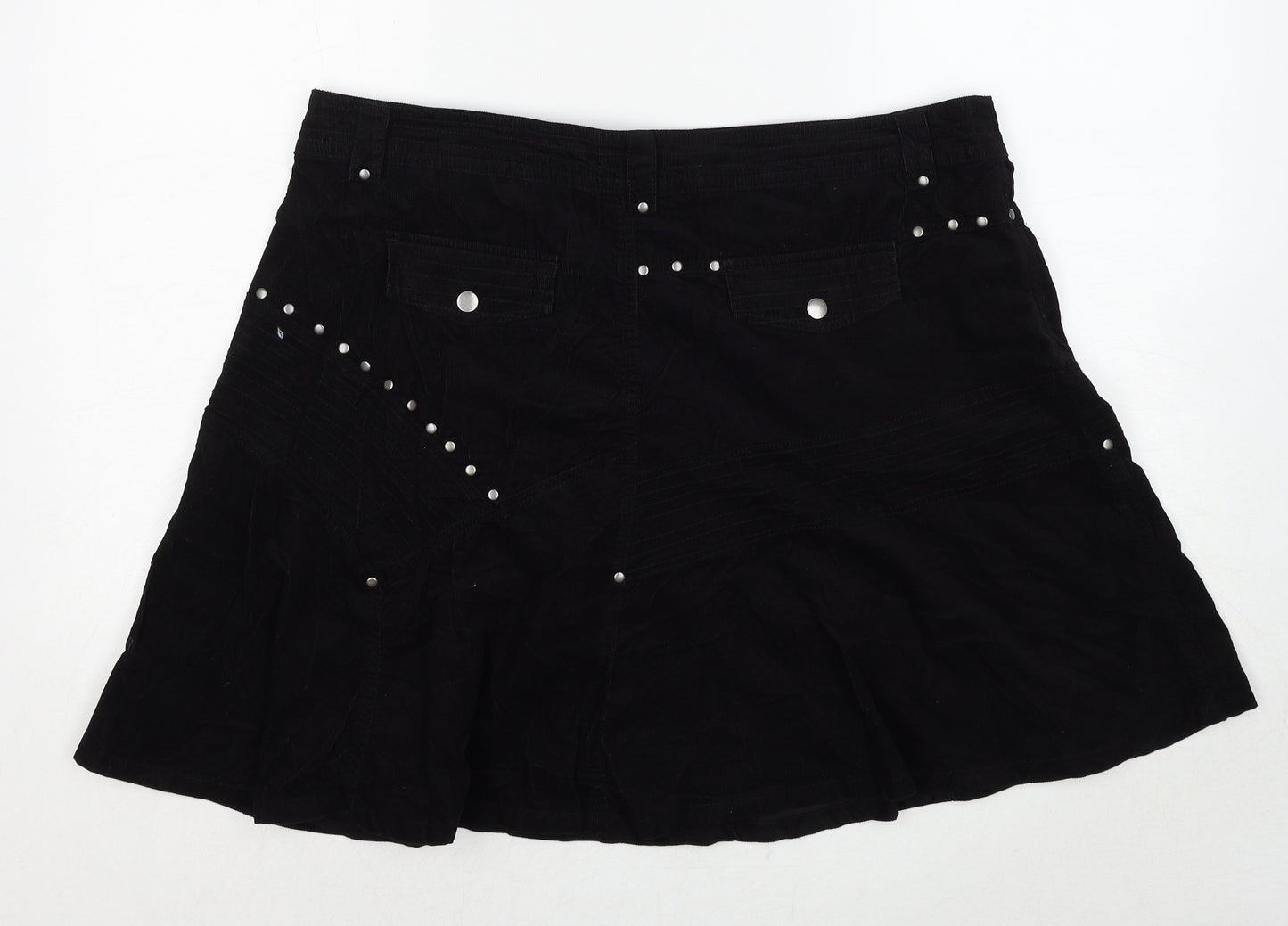 Joe Browns Womens Black Cotton Skater Skirt Size 18 Zip