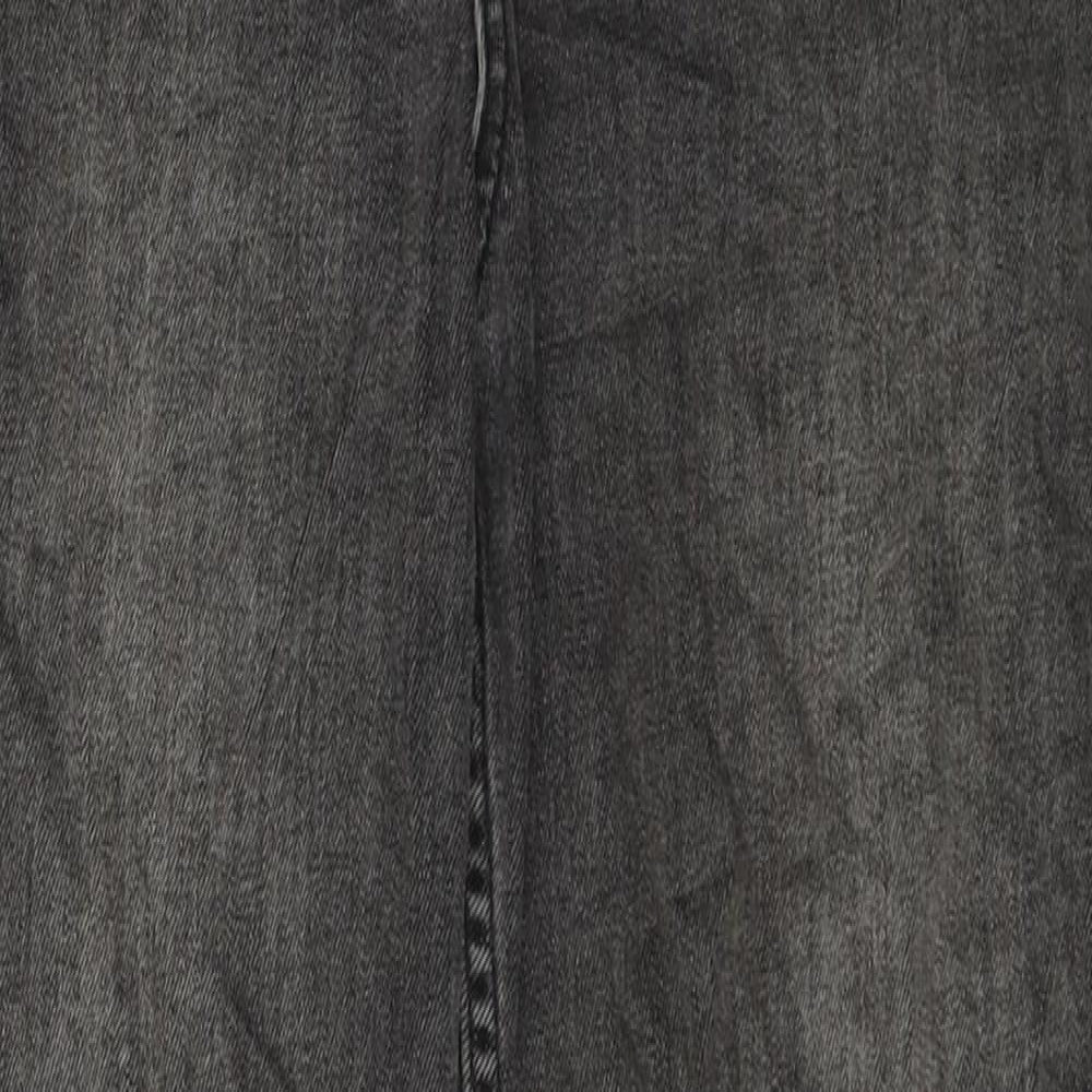 Marks and Spencer Womens Grey Cotton Straight Jeans Size 10 Regular Zip