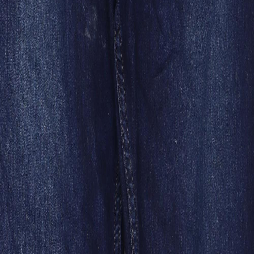 Marks and Spencer Womens Blue Cotton Straight Jeans Size 12 Regular Zip