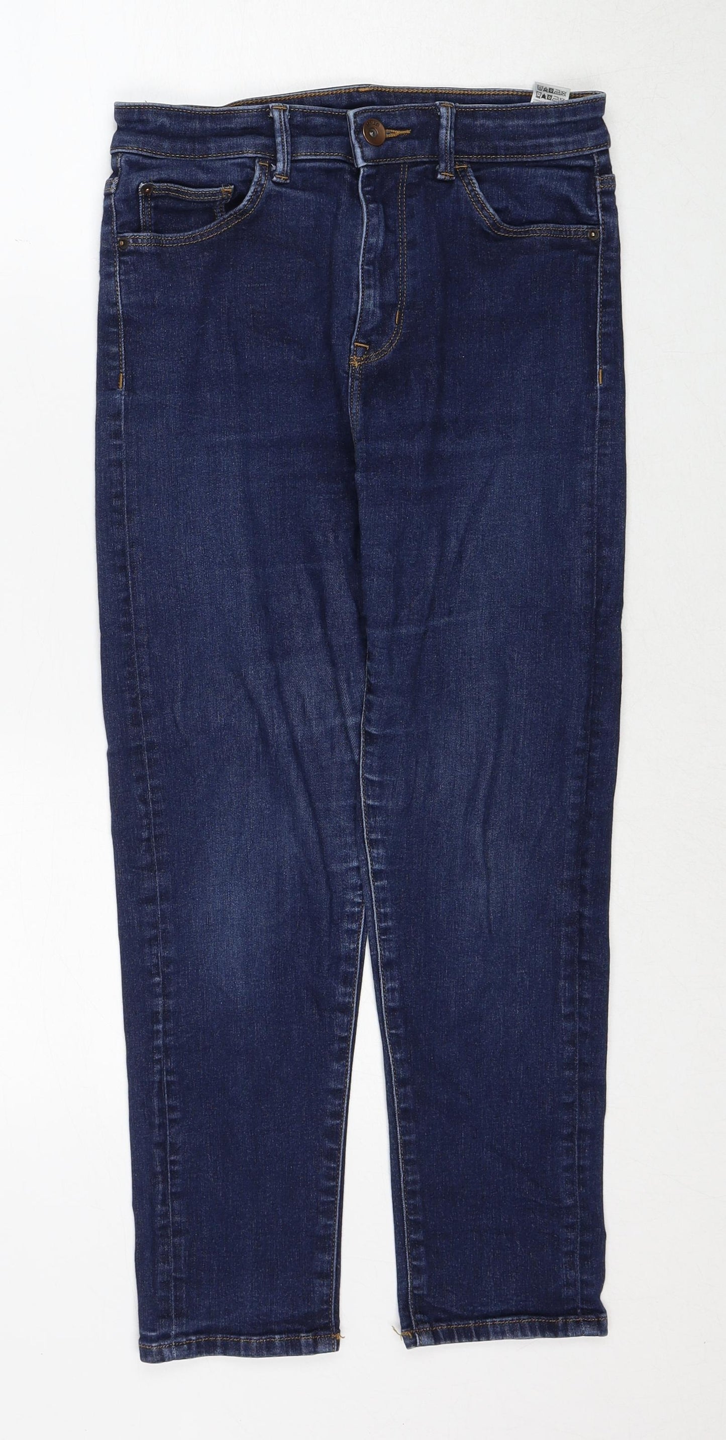 Marks and Spencer Womens Blue Cotton Straight Jeans Size 10 Regular Zip