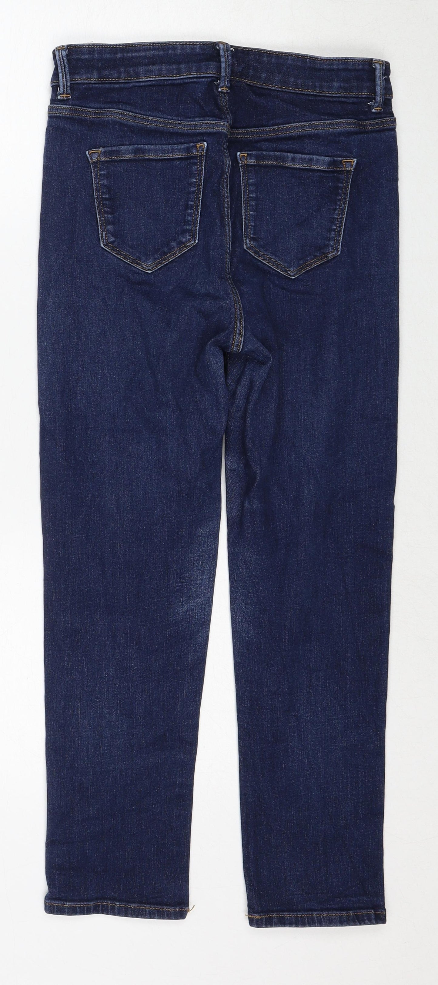Marks and Spencer Womens Blue Cotton Straight Jeans Size 10 Regular Zip