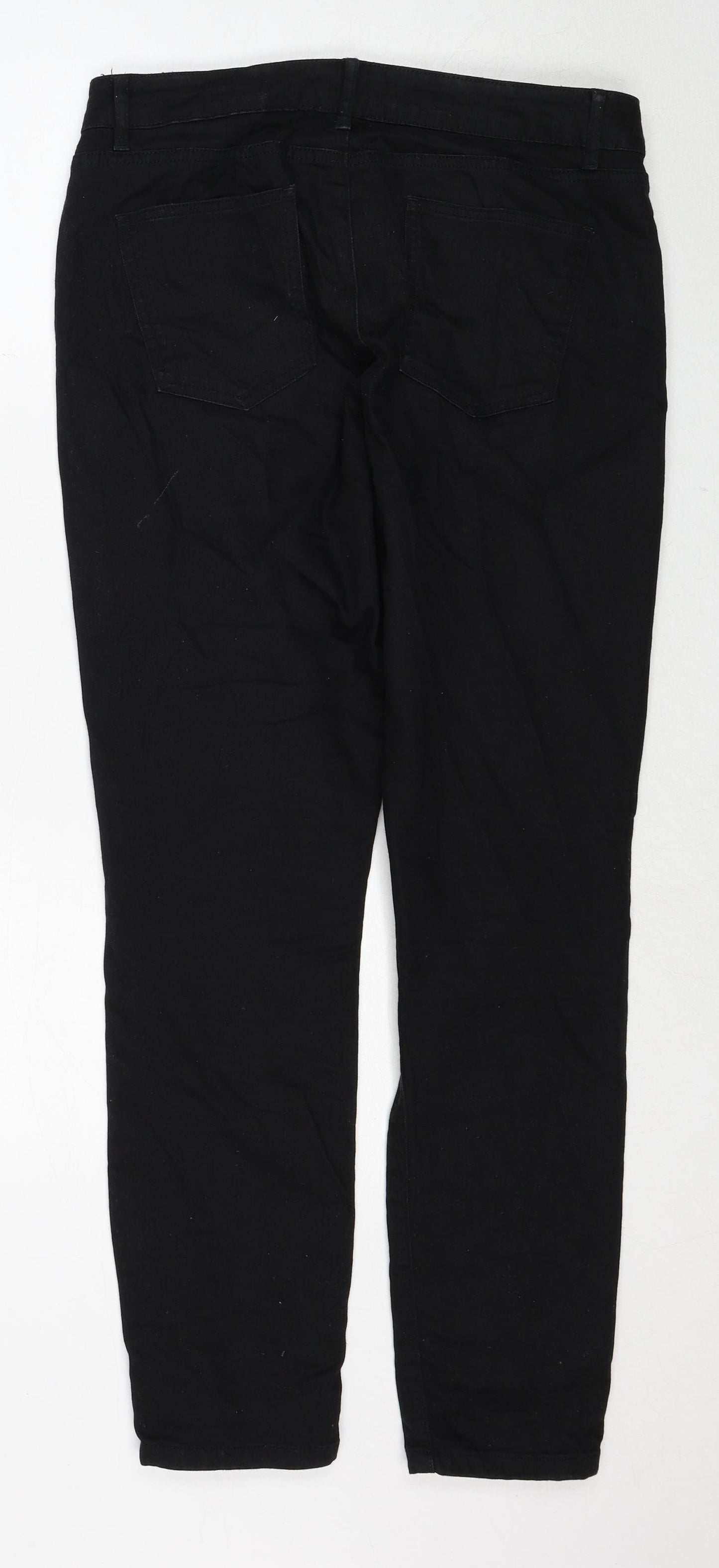 Jaeger Womens Black Cotton Straight Jeans Size 12 Regular Zip