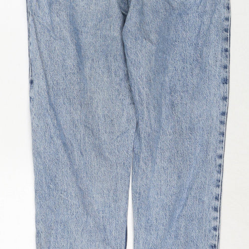Monki Womens Blue Cotton Straight Jeans Size 25 in Regular Zip