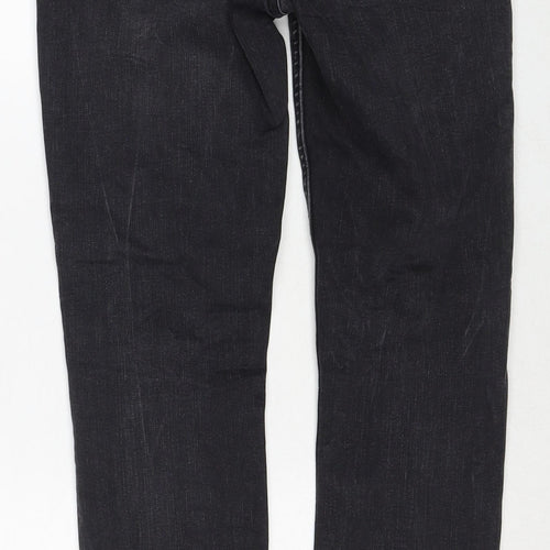 Zara Womens Black Cotton Straight Jeans Size 8 Regular Zip