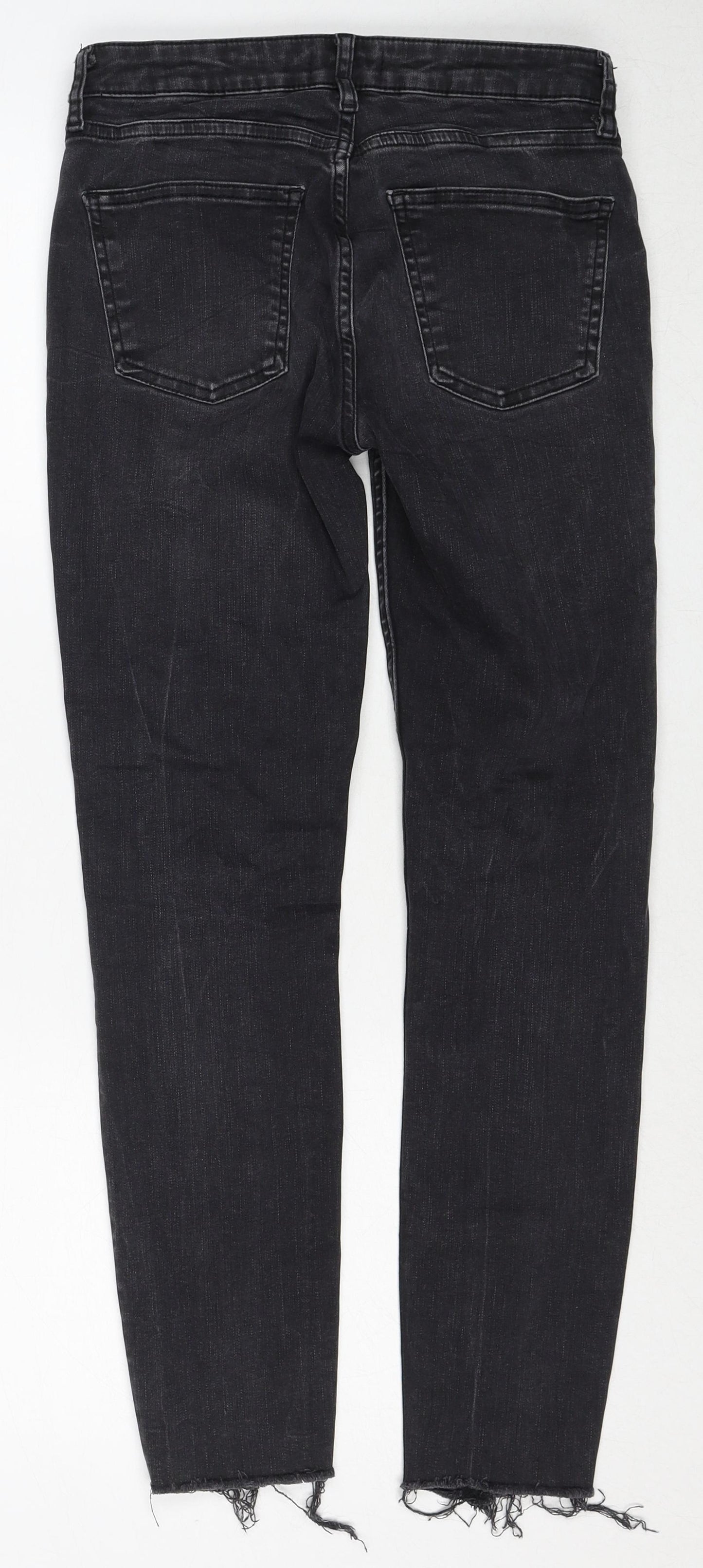 Zara Womens Black Cotton Straight Jeans Size 8 Regular Zip