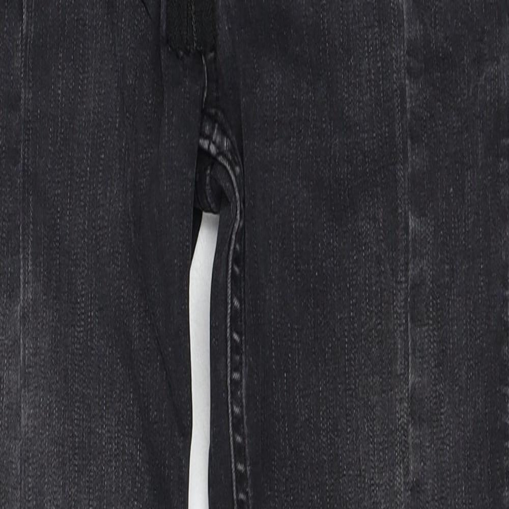 Zara Womens Black Cotton Straight Jeans Size 8 Regular Zip