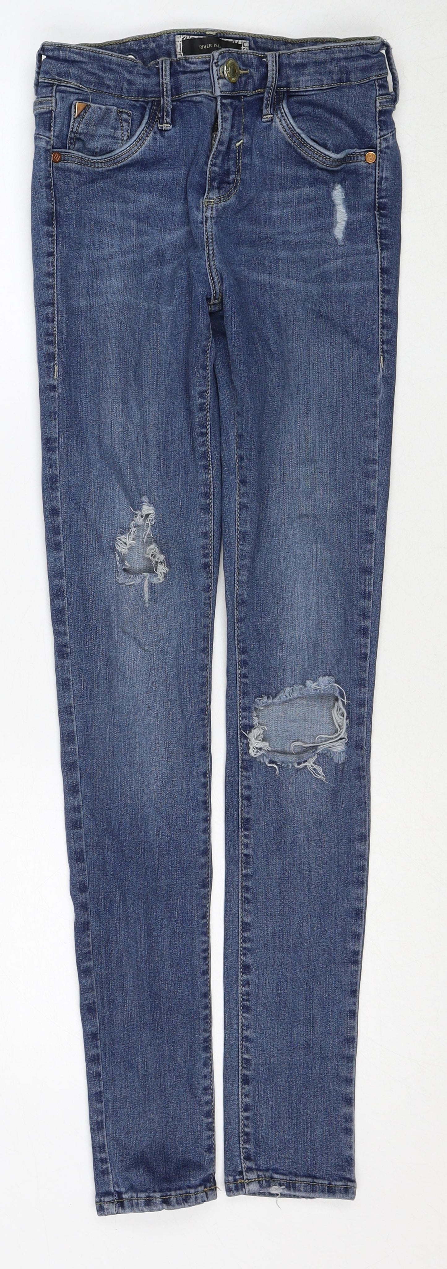 Zara Womens Blue Cotton Skinny Jeans Size 8 Regular Zip