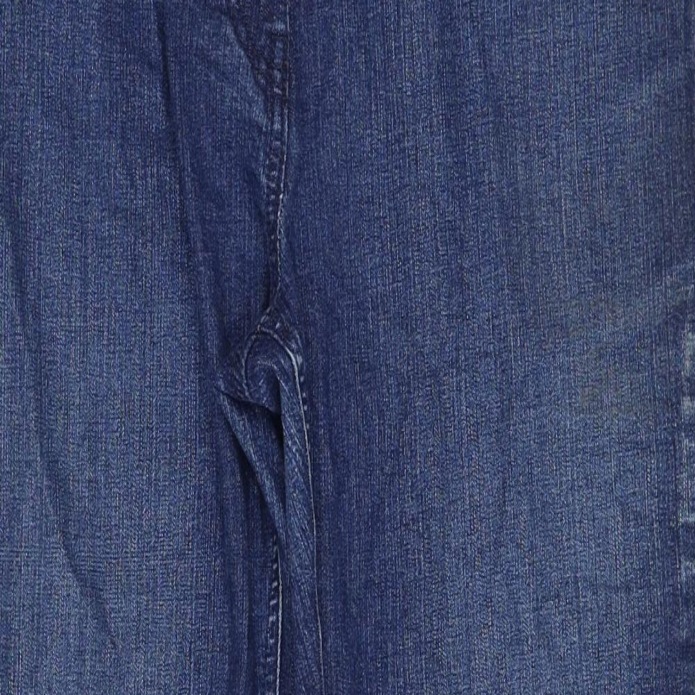 Marks and Spencer Womens Blue Cotton Bootcut Jeans Size 12 Regular Zip