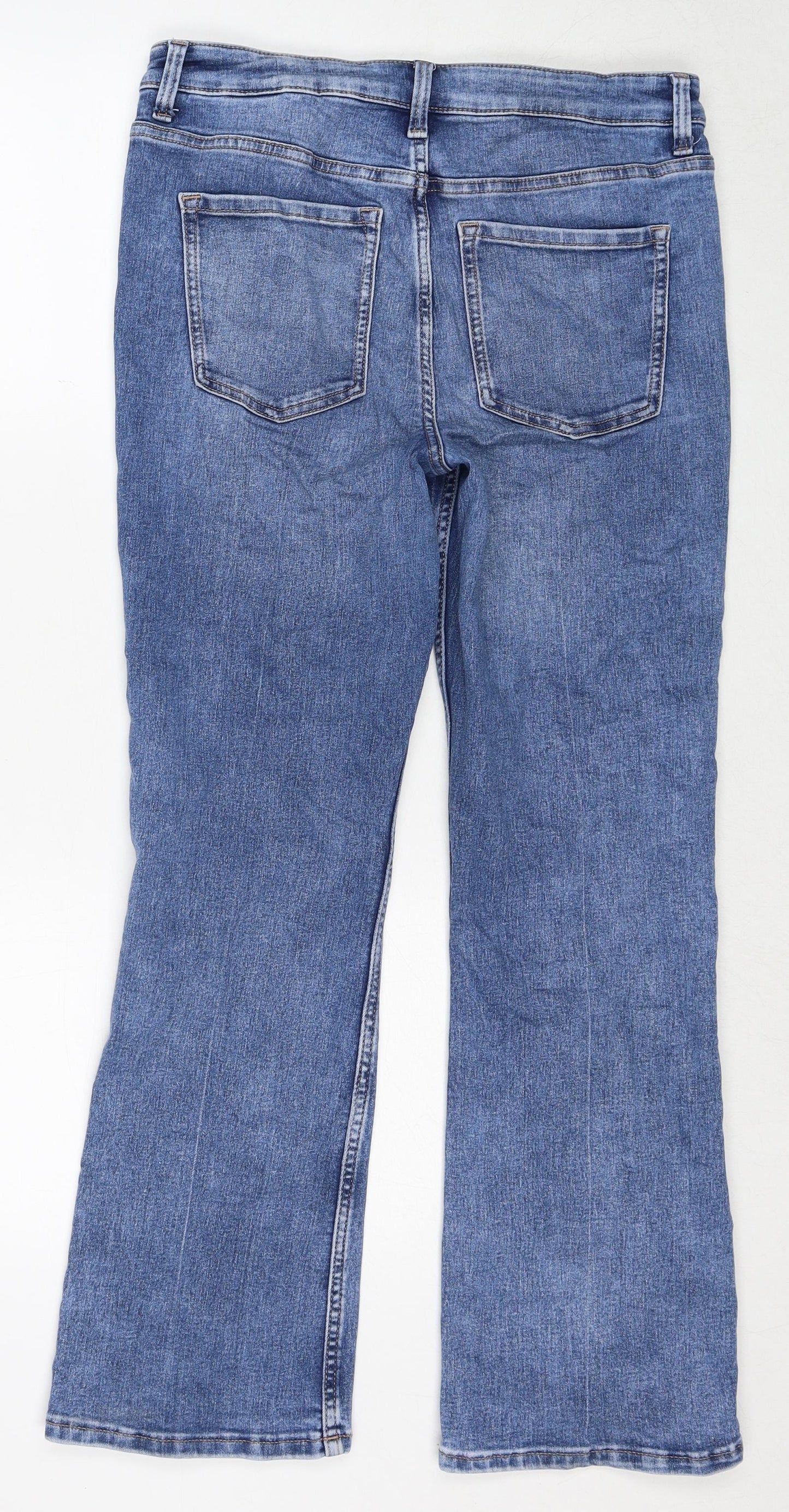 Marks and Spencer Womens Blue Cotton Straight Jeans Size 12 Regular Zip