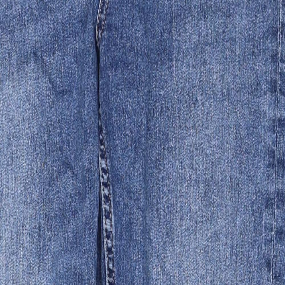 Marks and Spencer Womens Blue Cotton Straight Jeans Size 12 Regular Zip