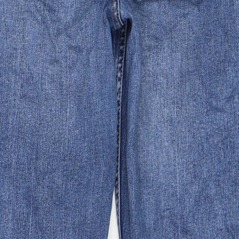 Marks and Spencer Womens Blue Cotton Straight Jeans Size 12 Regular Zip