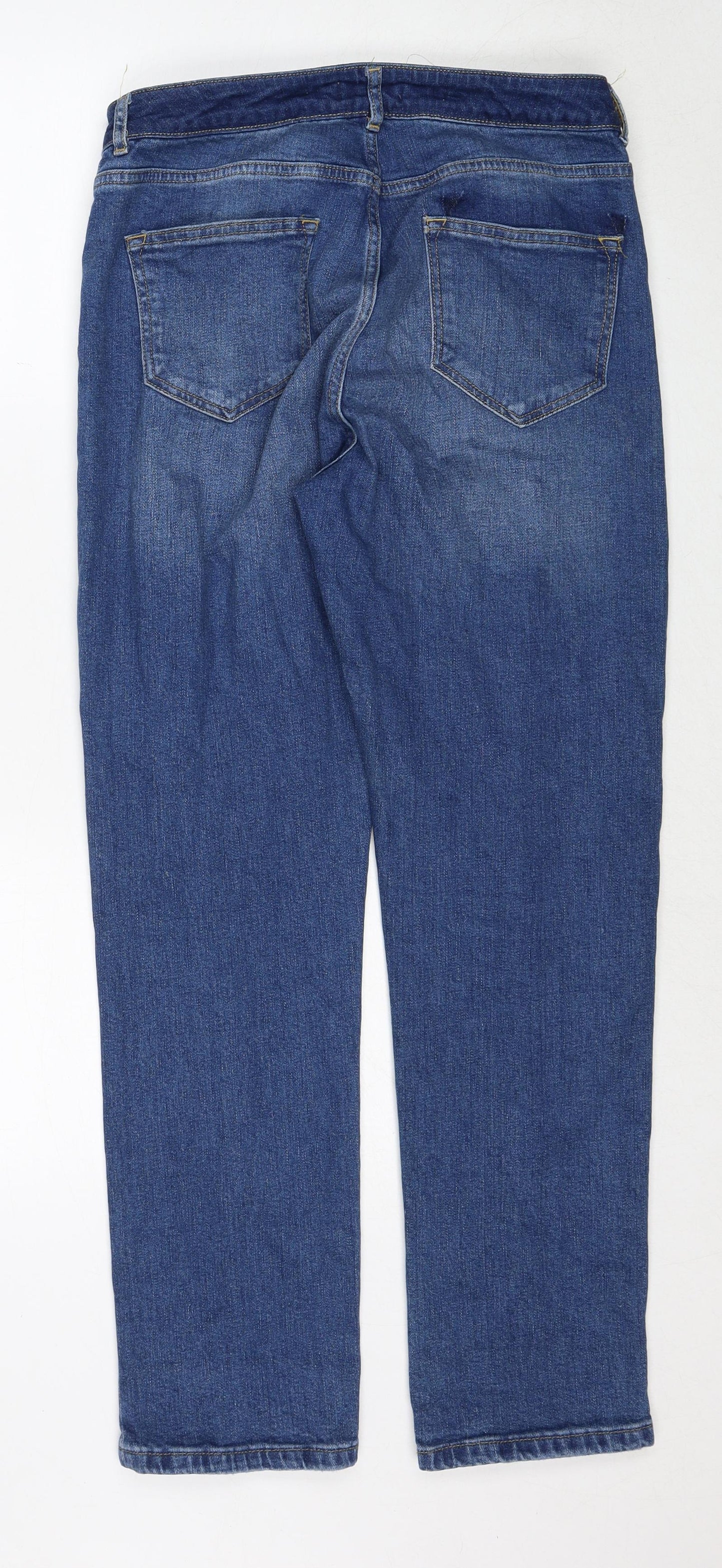 Mint Velvet Womens Blue Cotton Straight Jeans Size 12 Regular Zip