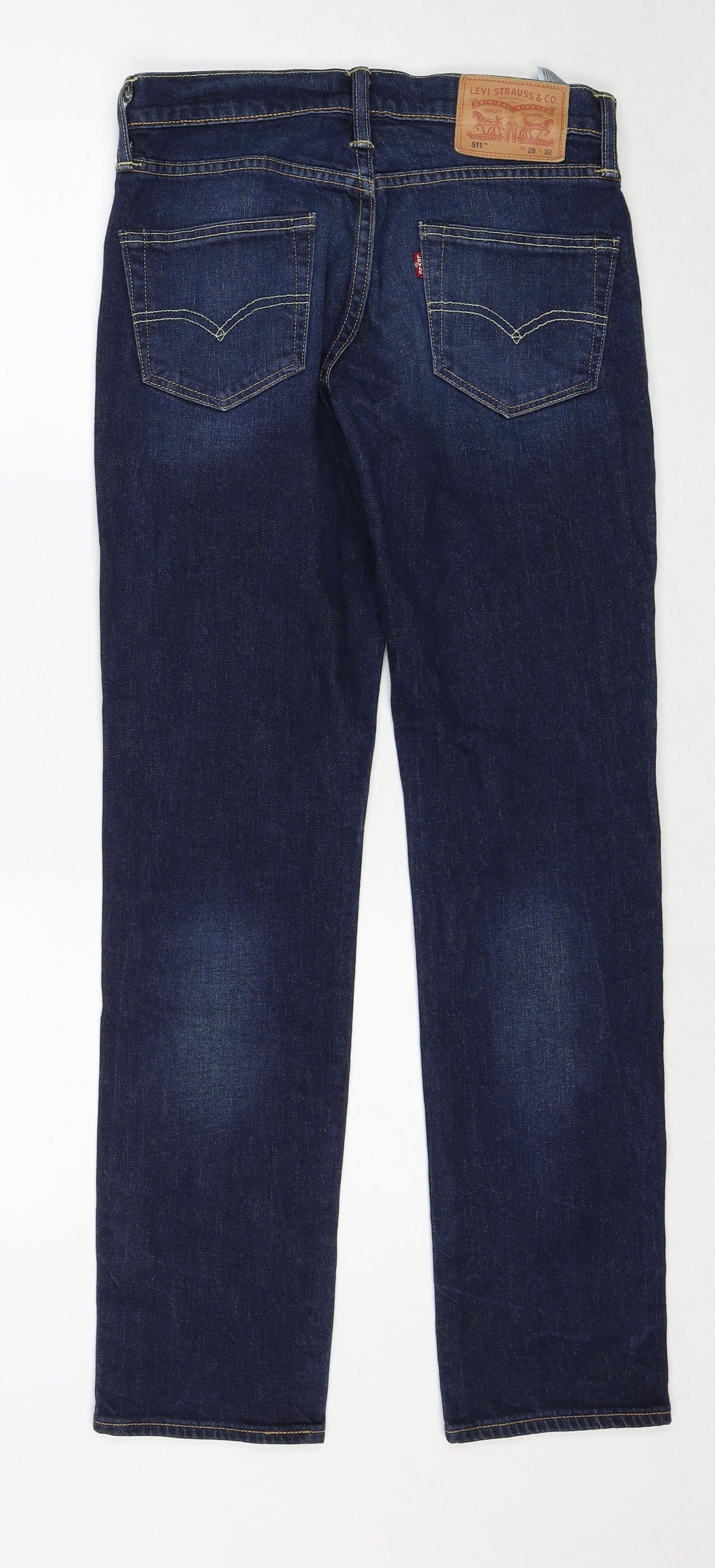 Signature by Levi Strauss & Co. Mens Blue Cotton Straight Jeans Size 28 in L32 in Regular Zip