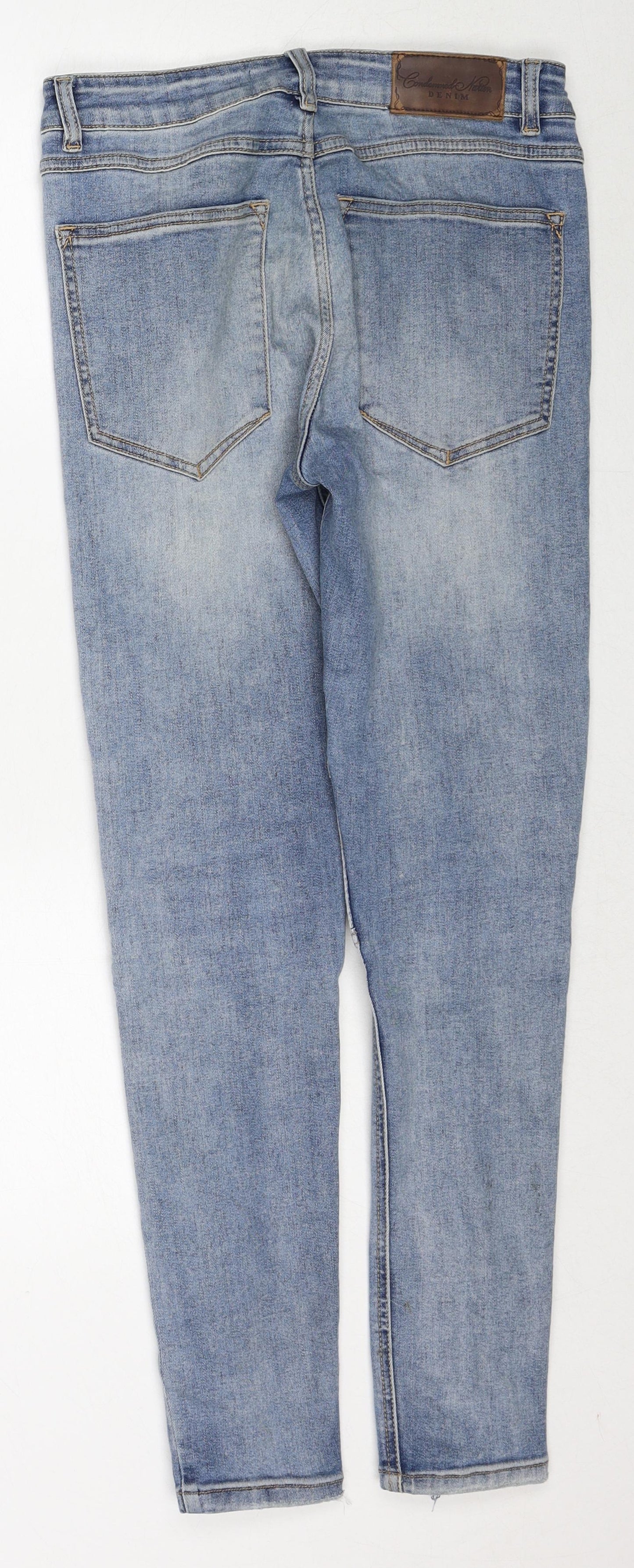 Condemned Nation Mens Blue Cotton Skinny Jeans Size M Regular Zip