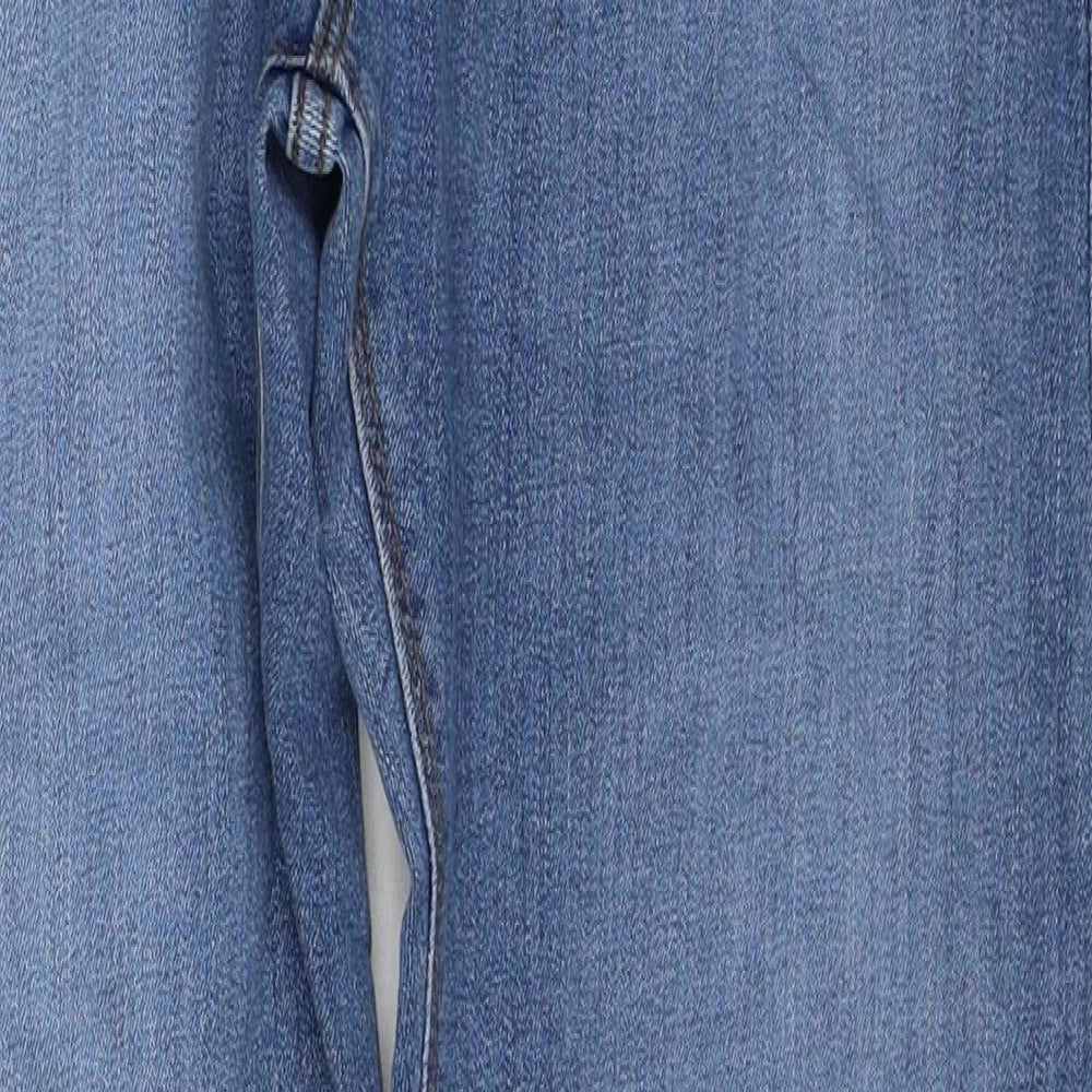 Marks and Spencer Womens Blue Cotton Straight Jeans Size 32 in L31 in Regular Zip
