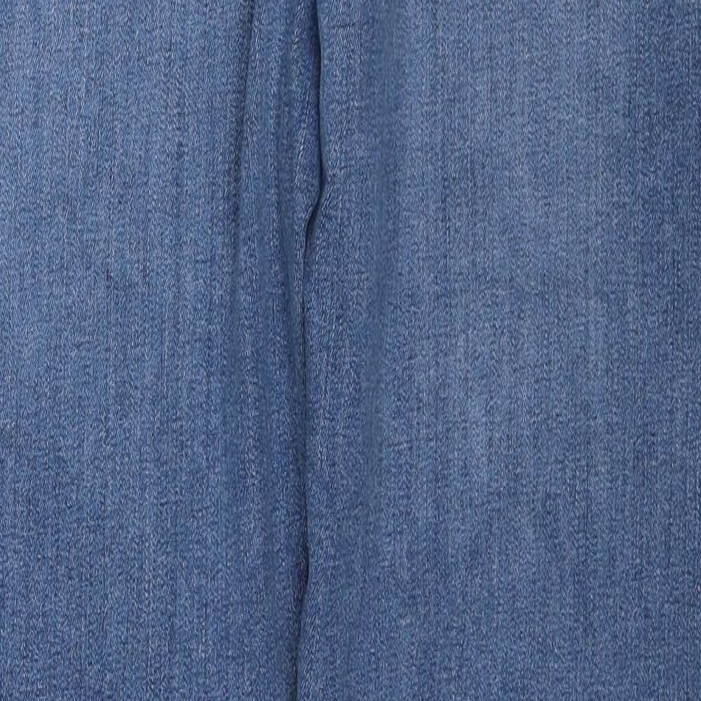 Marks and Spencer Womens Blue Cotton Straight Jeans Size 32 in L31 in Regular Zip