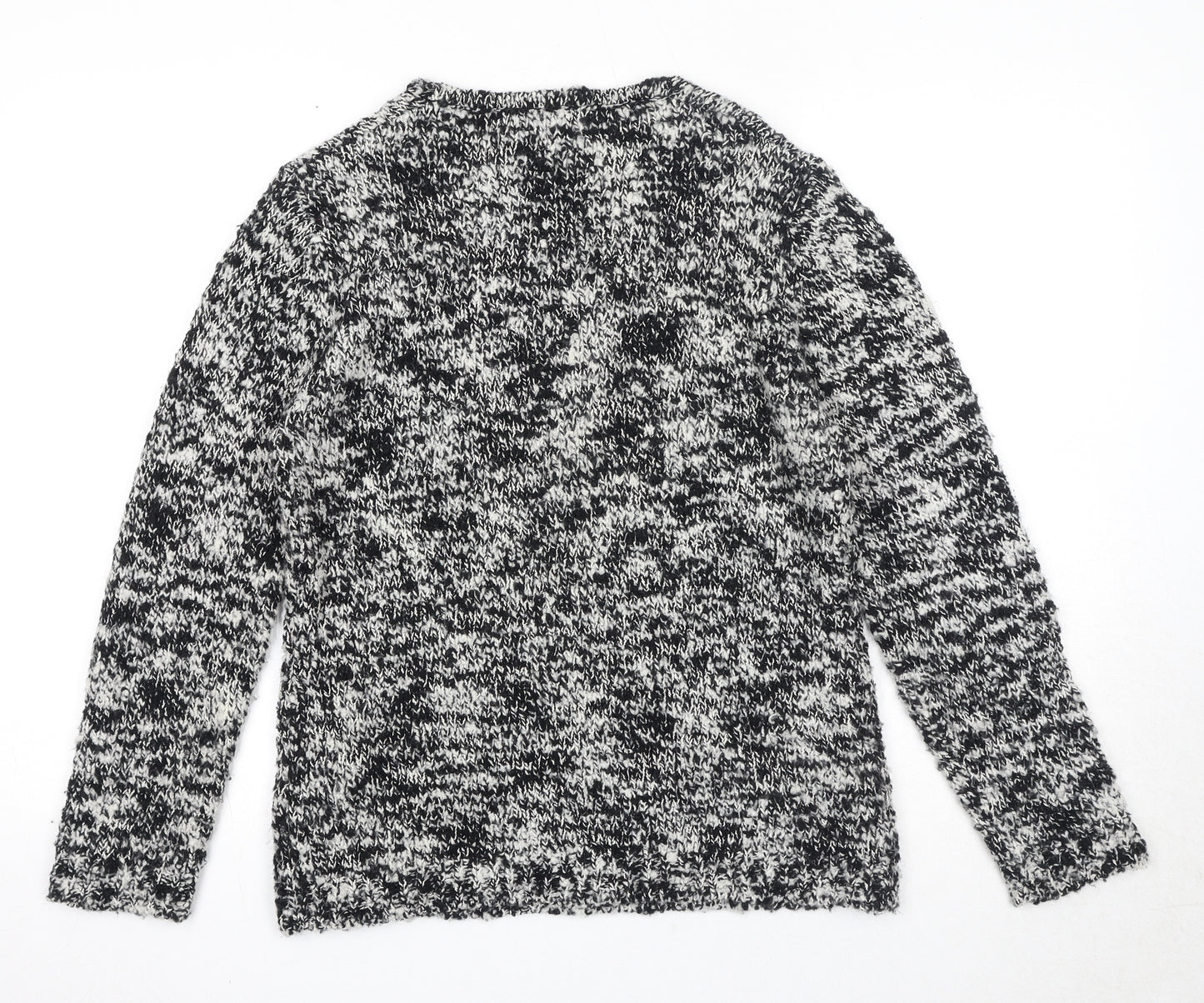 Roe Womens Black V-Neck Acrylic Pullover Jumper Size M
