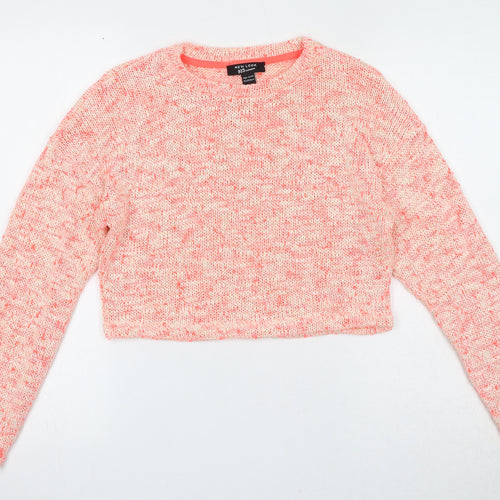 New Look Girls Pink Boat Neck Acrylic Pullover Jumper Size 12-13 Years Pullover