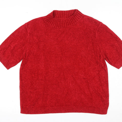 Marks and Spencer Womens Red Round Neck Viscose Pullover Jumper Size 16