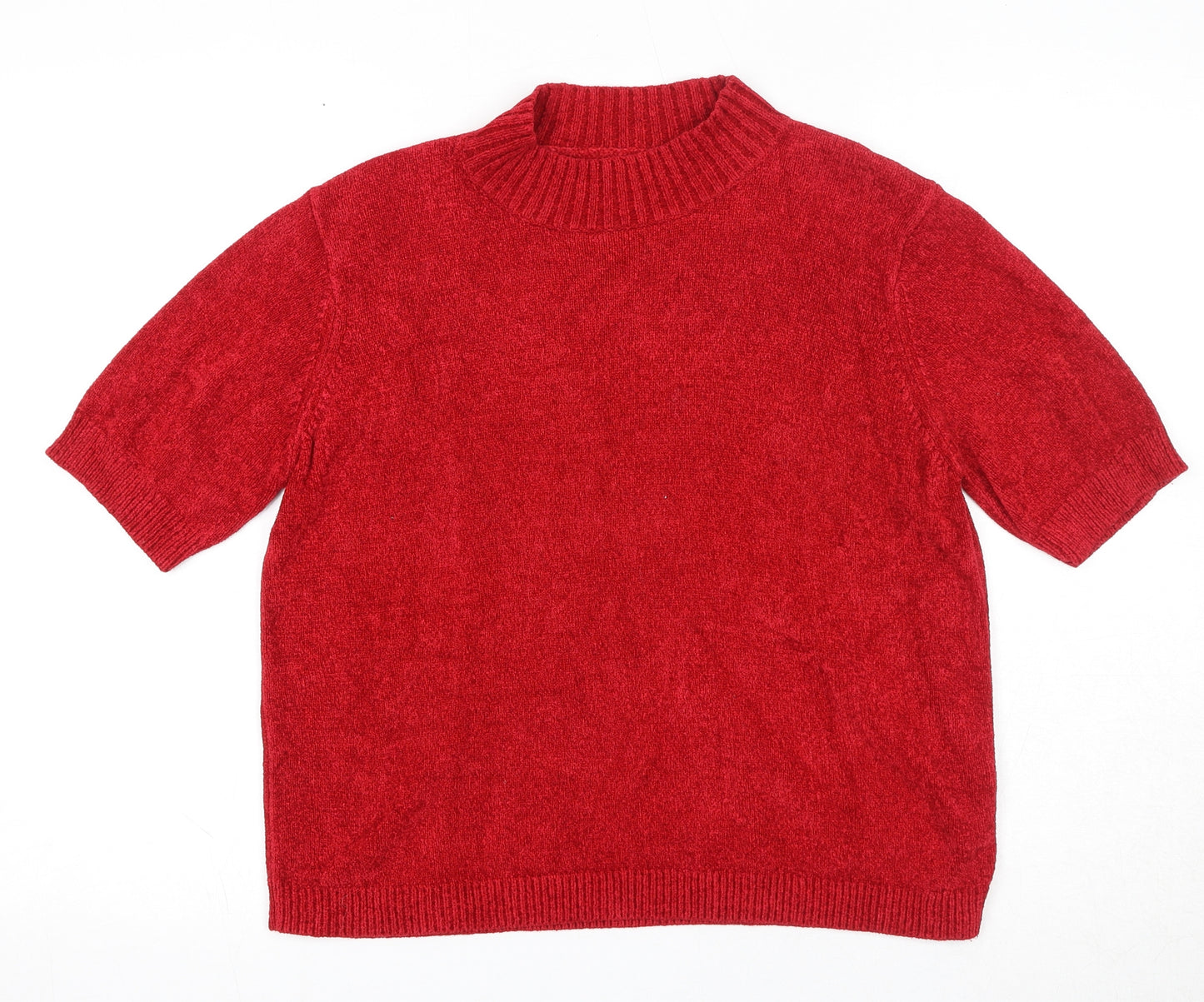 Marks and Spencer Womens Red Round Neck Viscose Pullover Jumper Size 16