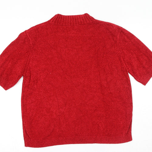 Marks and Spencer Womens Red Round Neck Viscose Pullover Jumper Size 16