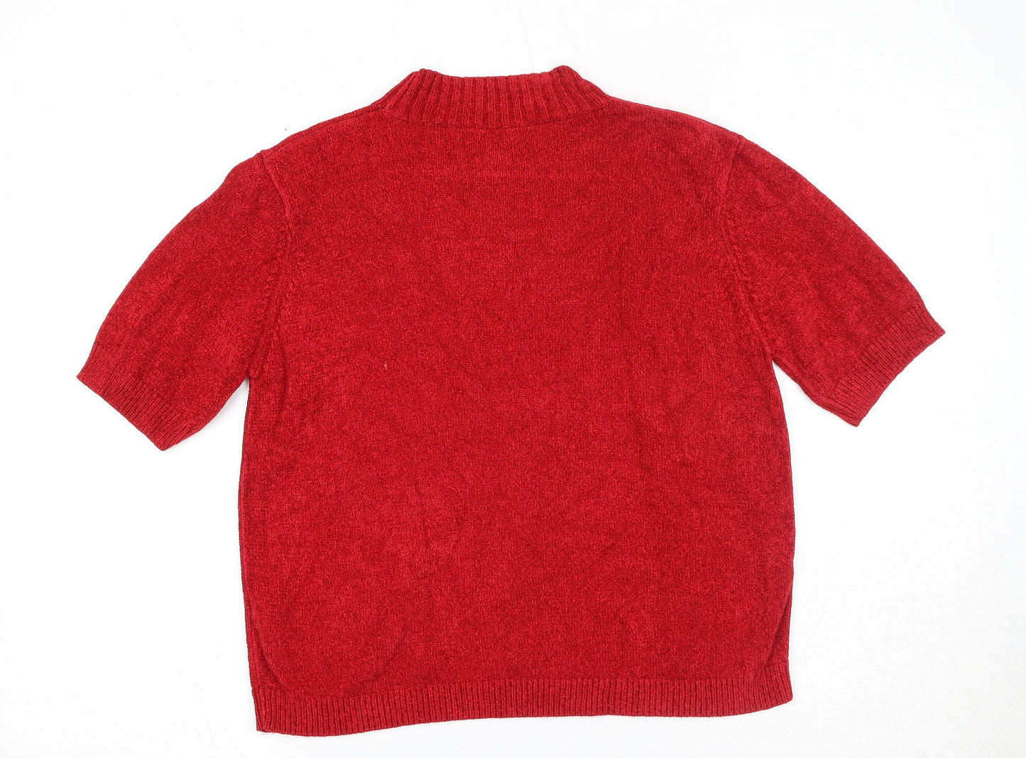 Marks and Spencer Womens Red Round Neck Viscose Pullover Jumper Size 16