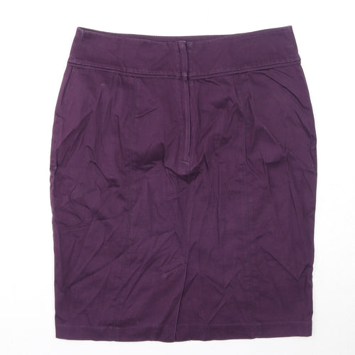 H&M Womens Purple Cotton A-Line Skirt Size 12 Zip