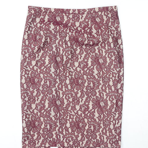 NEXT Womens Purple Geometric Polyester A-Line Skirt Size 12 Zip
