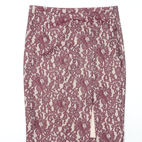 NEXT Womens Purple Geometric Polyester A-Line Skirt Size 12 Zip