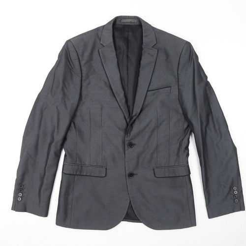 OneSixFive Mens Grey Polyester Jacket Suit Jacket Size 38 Regular