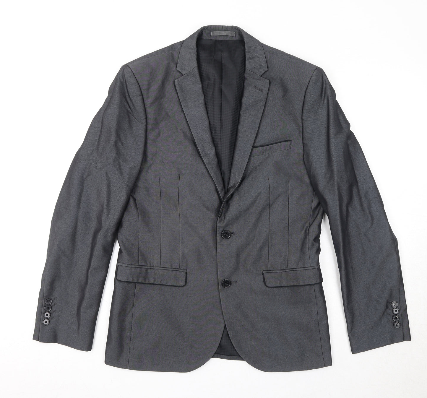 OneSixFive Mens Grey Polyester Jacket Suit Jacket Size 38 Regular